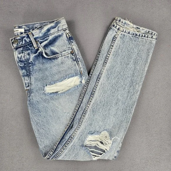 Grlfrnd Helena Jeans Womens 25 Blue Acid Wash High Rise Straight Distressed - Picture 13 of 13